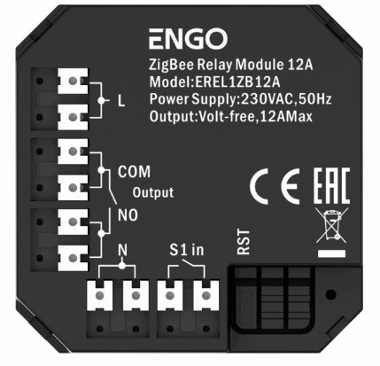 ENGO ZigBee смарт реле, изход 1x12A, NO-COM, 230VAC EREL1ZB12A